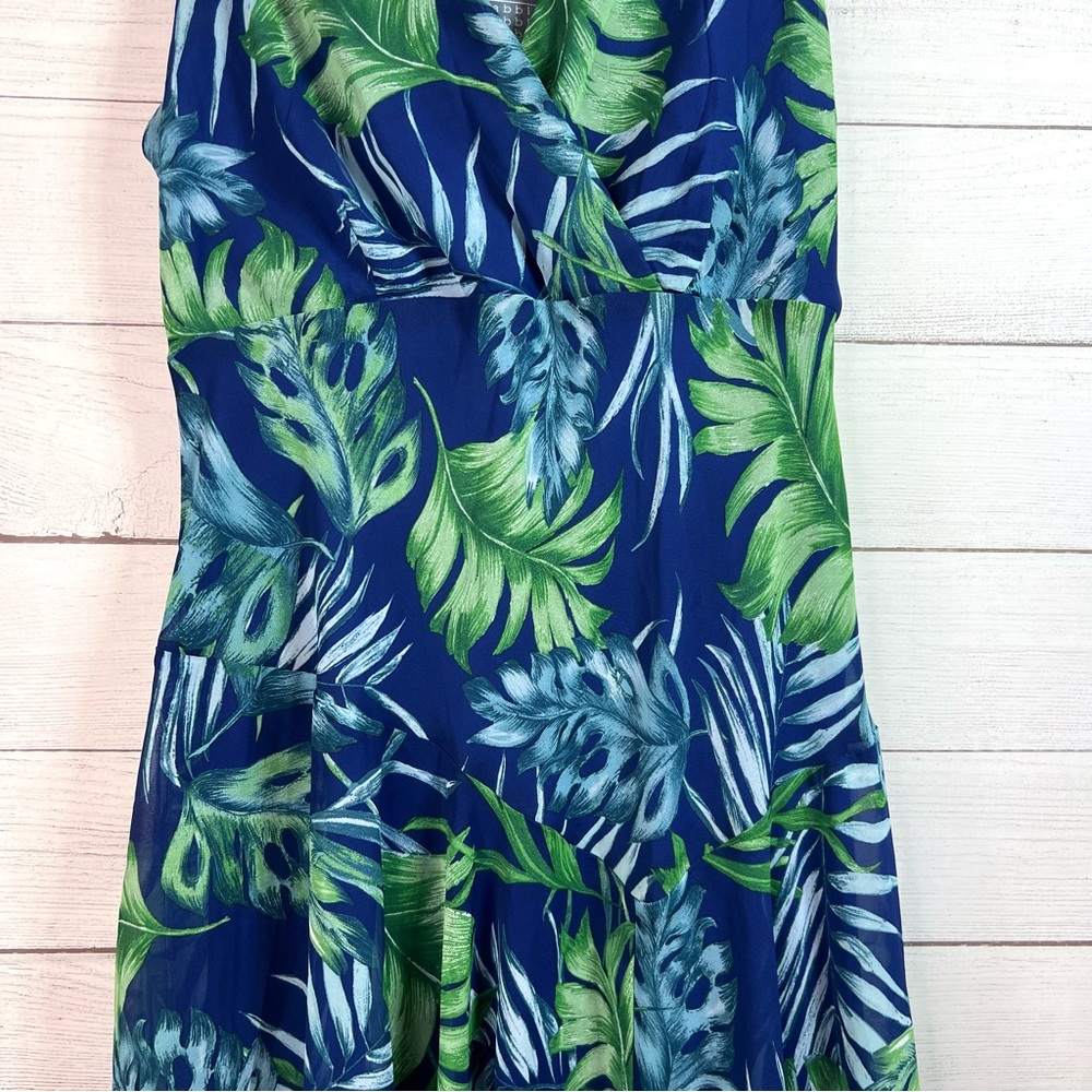 Rabbit Rabbit Rabbit Tropical Flowy V-Neck Asymmetrical Dress Vacation Size 18 - Picture 4 of 10